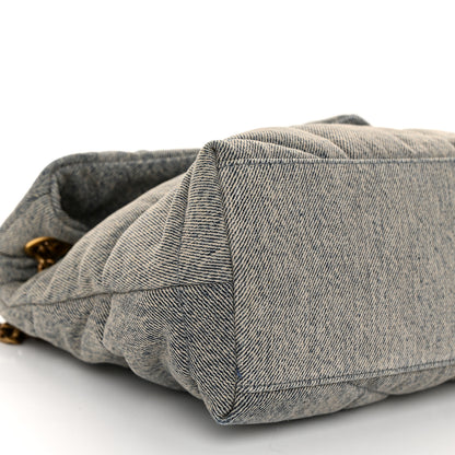 Saint Laurent Denim Quilted Small Loulou Puffer Monogram Chain Satchel Azur 9 of 10