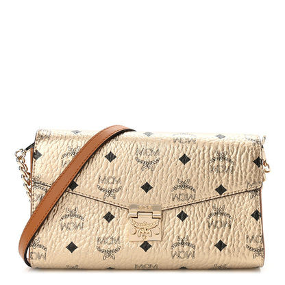 MCM Metallic Visetos Medium Millie Crossbody Bag Berlin Gold 1 of 9