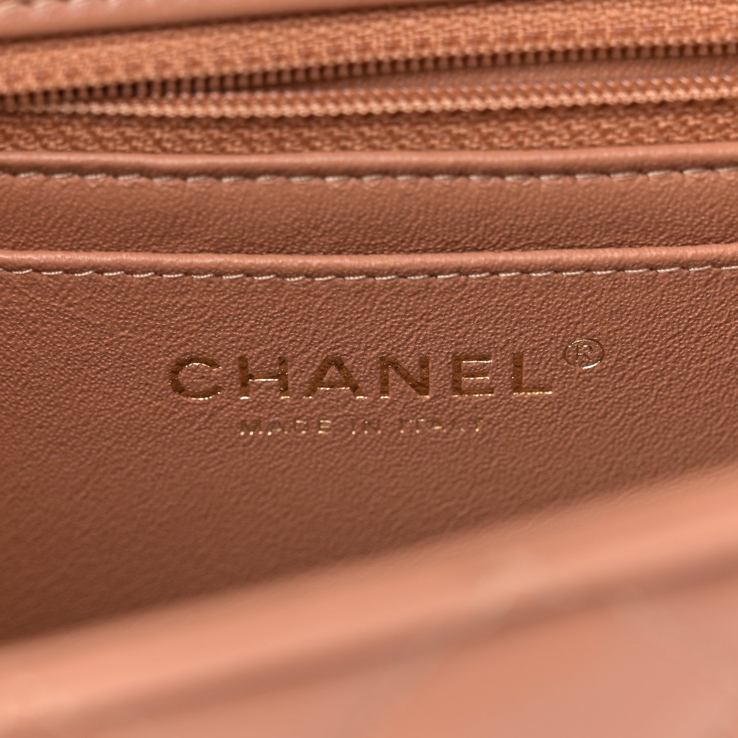Lambskin Quilted Mini Rectangular Flap Brown