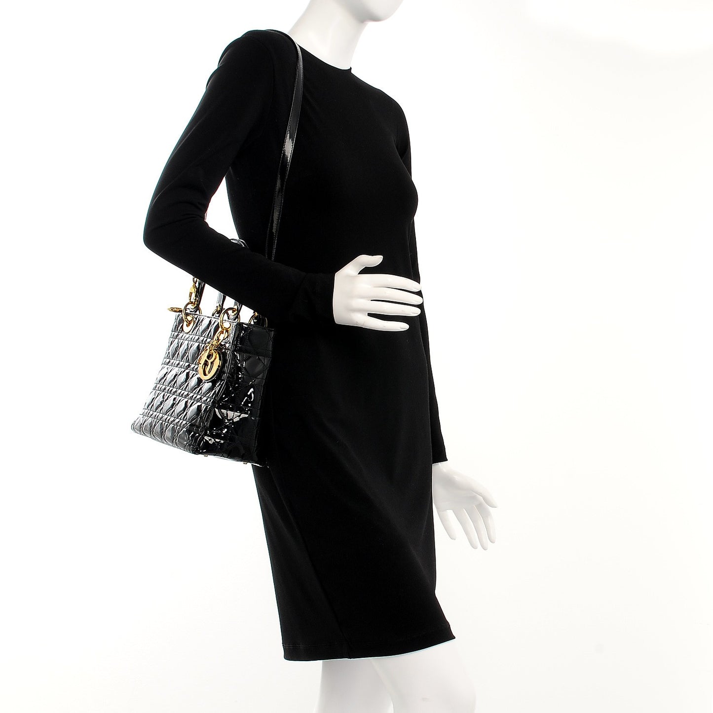 Patent Cannage Medium Lady Dior Black