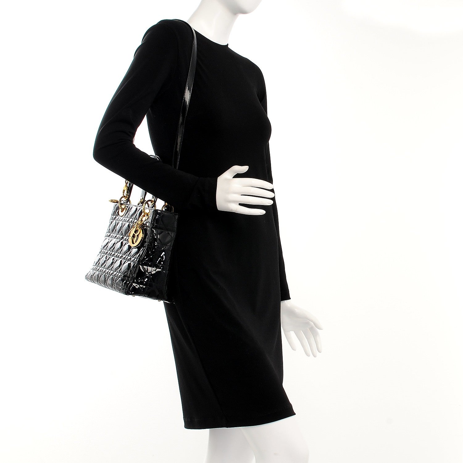 Christian Dior Patent Cannage Medium Lady Dior Black 2 of 8