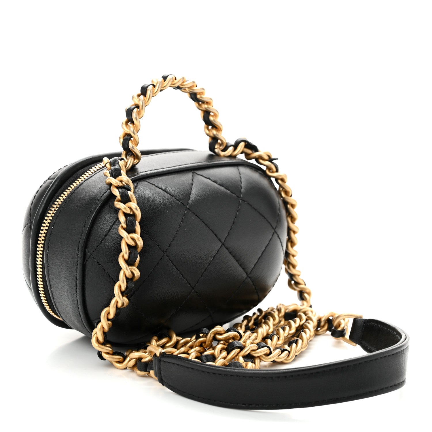 Chanel Lambskin Quilted CC Bubble Vanity Case With Chain Black 3 of 10