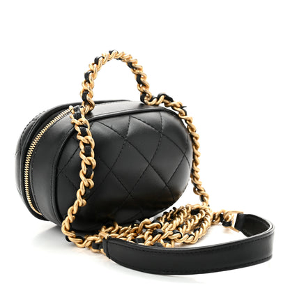 Chanel Lambskin Quilted CC Bubble Vanity Case With Chain Black 3 of 10