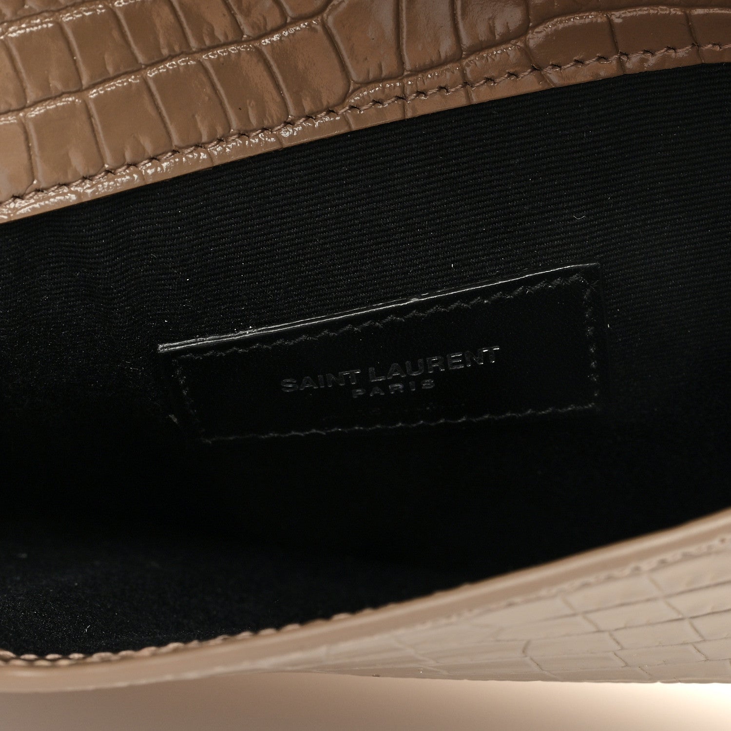 Saint Laurent Calfskin Crocodile Embossed Uptown Monogram Pouch Brown 6 of 6