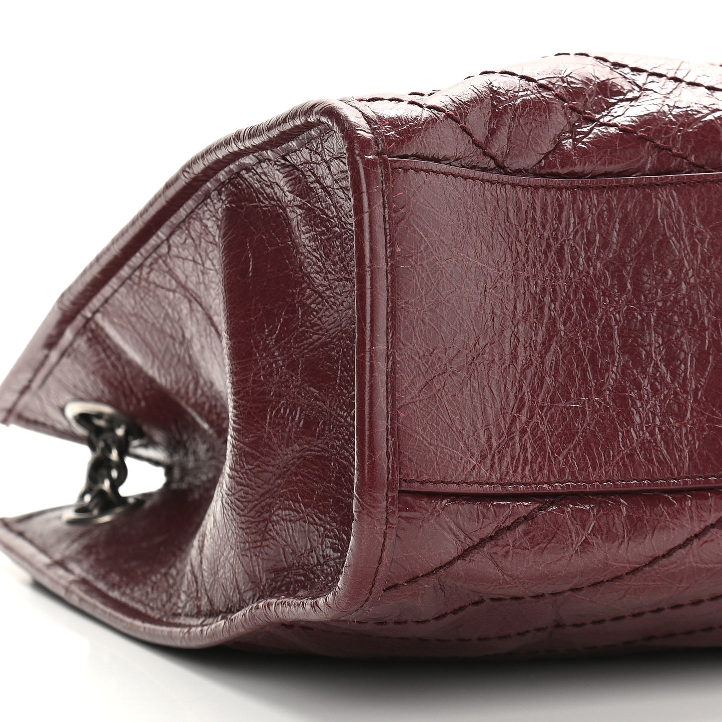 Crinkled Calfskin Matelasse Monogram Medium Niki Shopper Tote Burgundy
