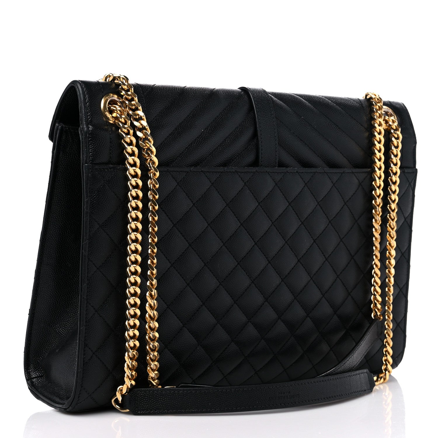 Saint Laurent Grain De Poudre Textured Mixed Matelasse Large Triquilt Monogram Satchel Black 3 of 16
