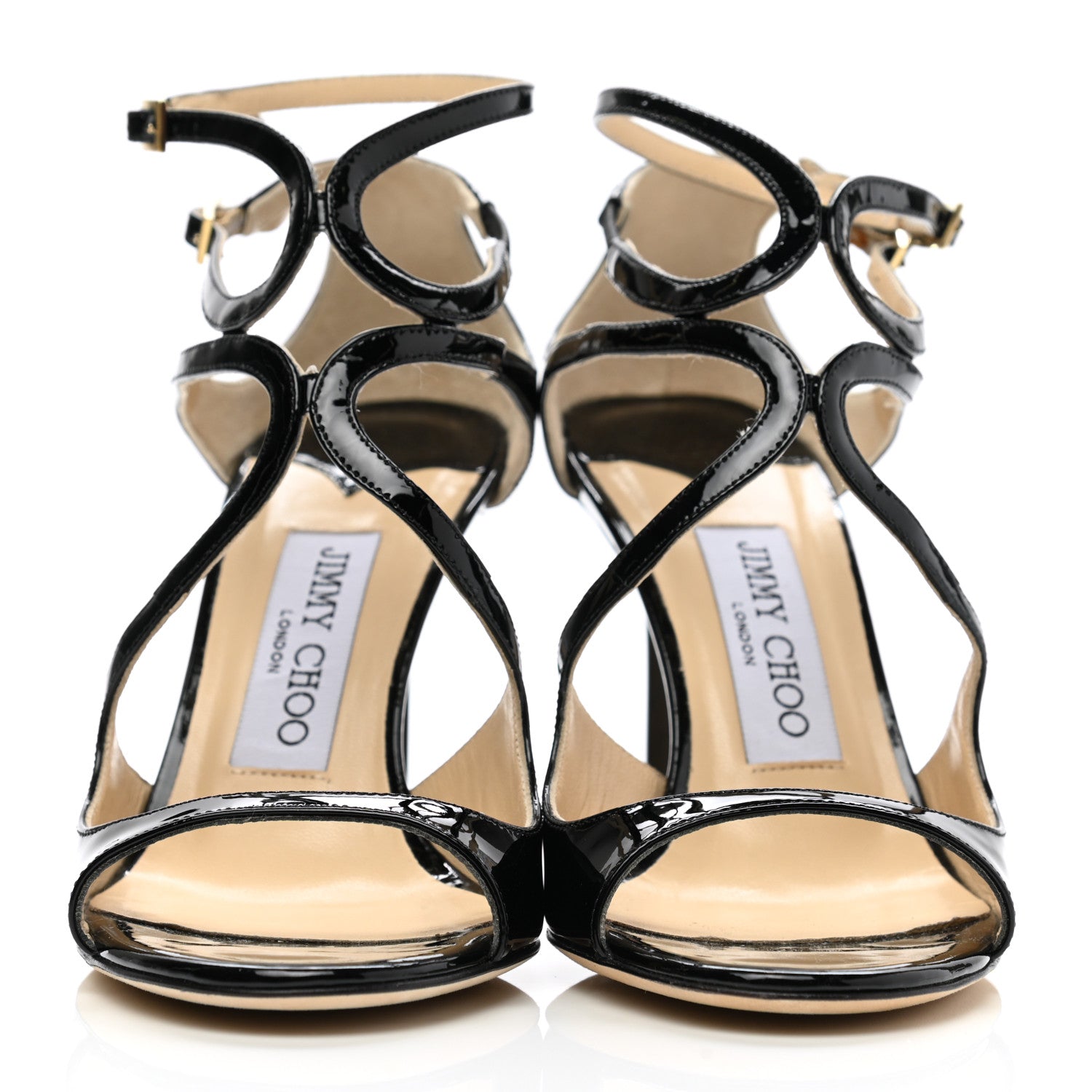 Jimmy Choo Patent Calfskin Lang Sandals 36 Black 2 of 8