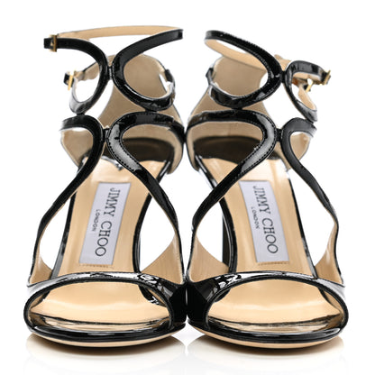 Jimmy Choo Patent Calfskin Lang Sandals 36 Black 2 of 8