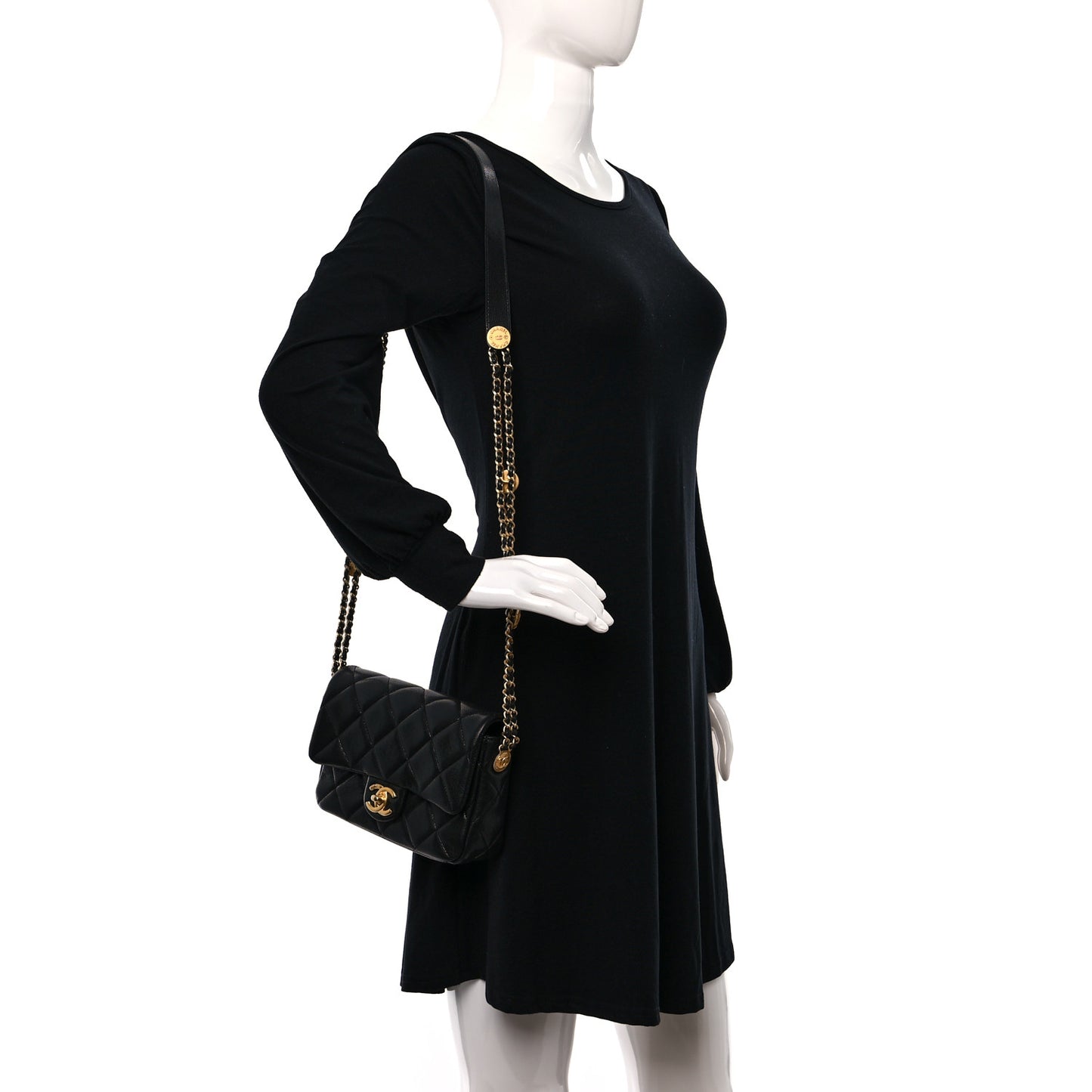Caviar Quilted Small Twist Your Buttons Flap Black