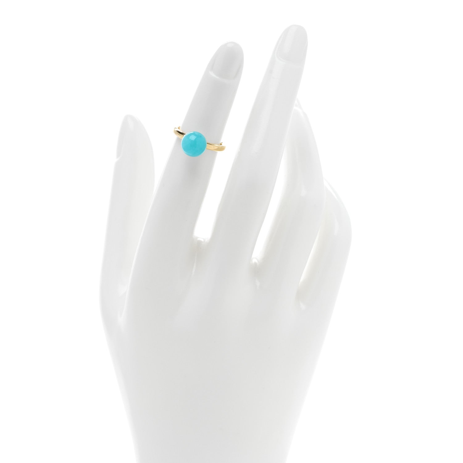 Tiffany 18K Yellow Gold Amazonite 8mm HardWear Ball Ring 45 3.5 2 of 5