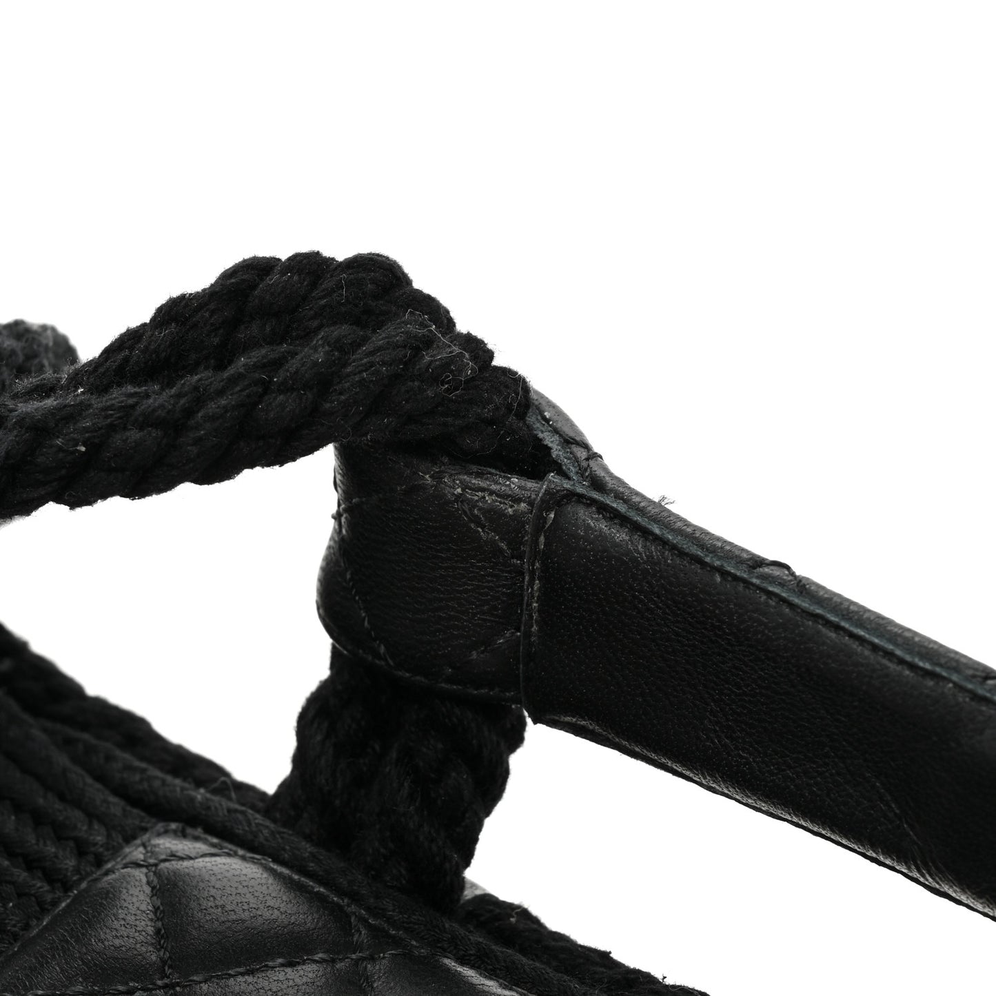 Cord Lambskin Quilted Logo Sandals 39 Black