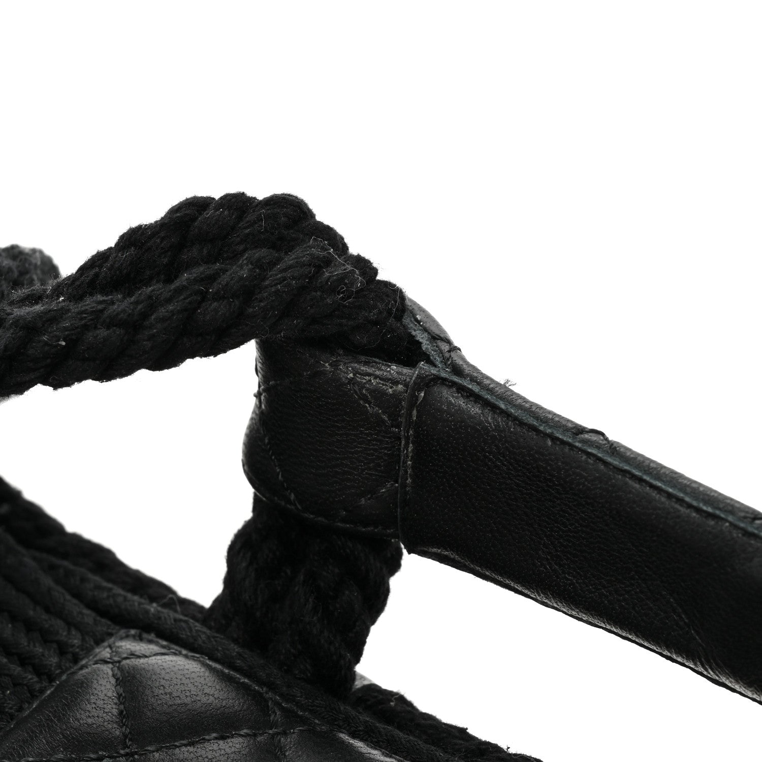 Chanel Cord Lambskin Quilted Logo Sandals 39 Black 9 of 11