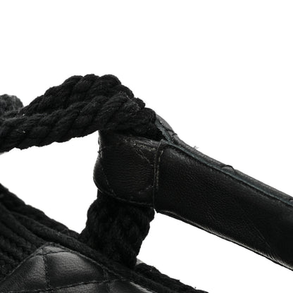 Chanel Cord Lambskin Quilted Logo Sandals 39 Black 9 of 11
