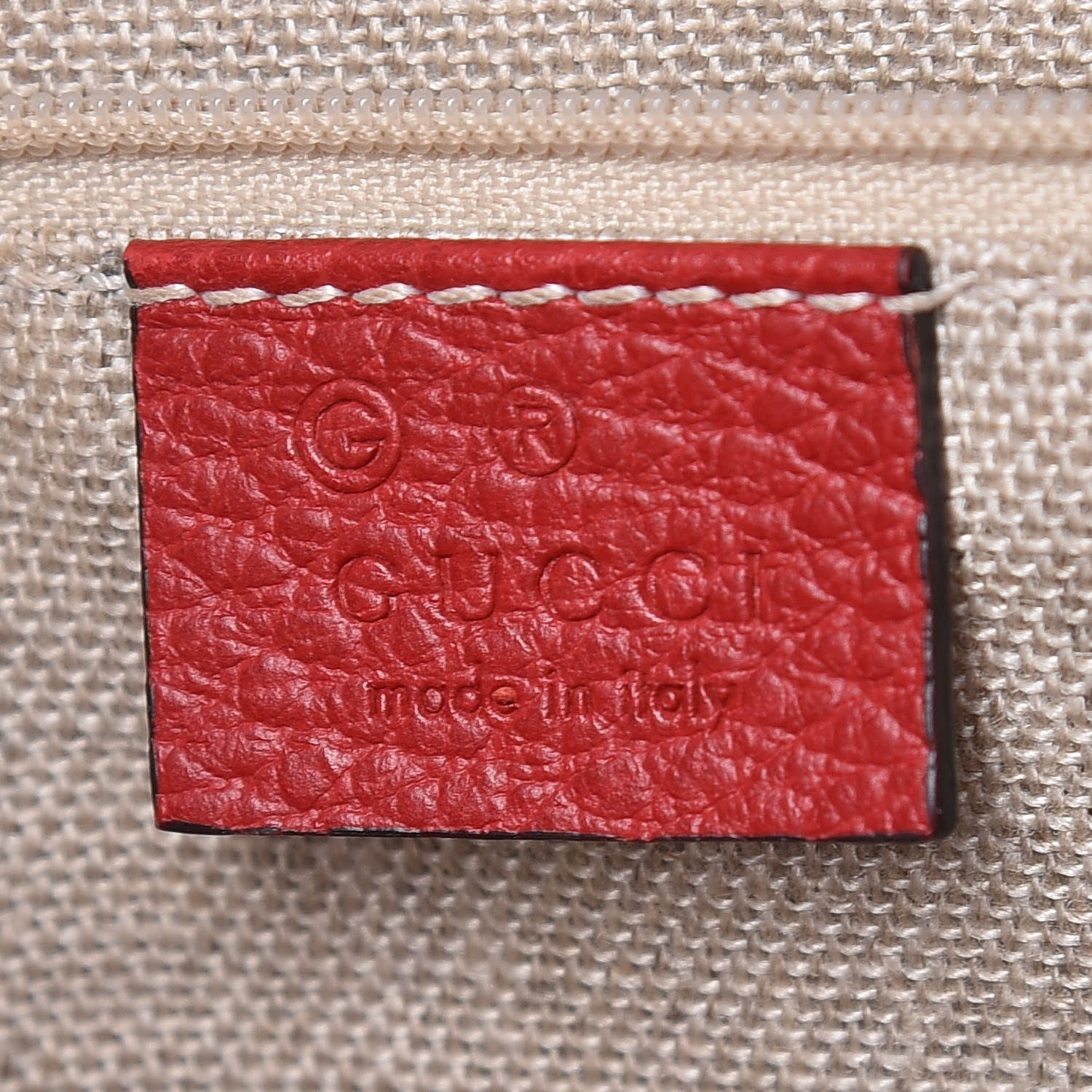 Gucci Monogram Bree Zippered Tote Beige Red 6 of 14