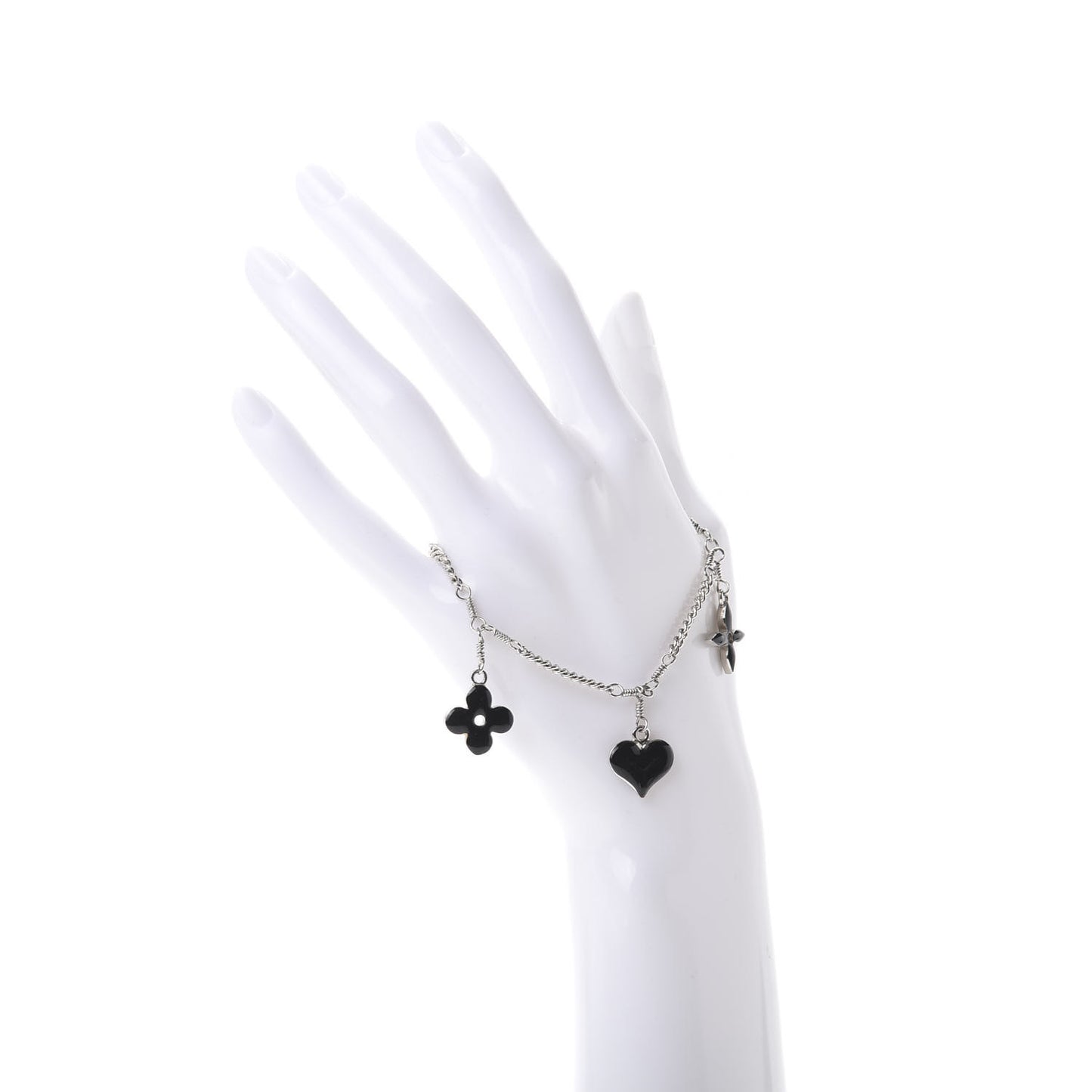 Sweet Monogram Charm Bracelet Silver Black