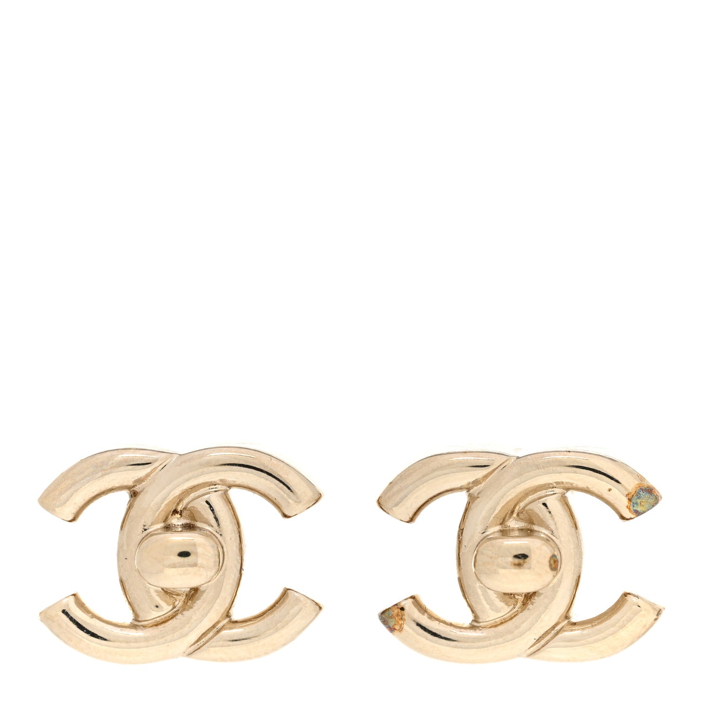 Metal CC Turnlock Earrings Gold