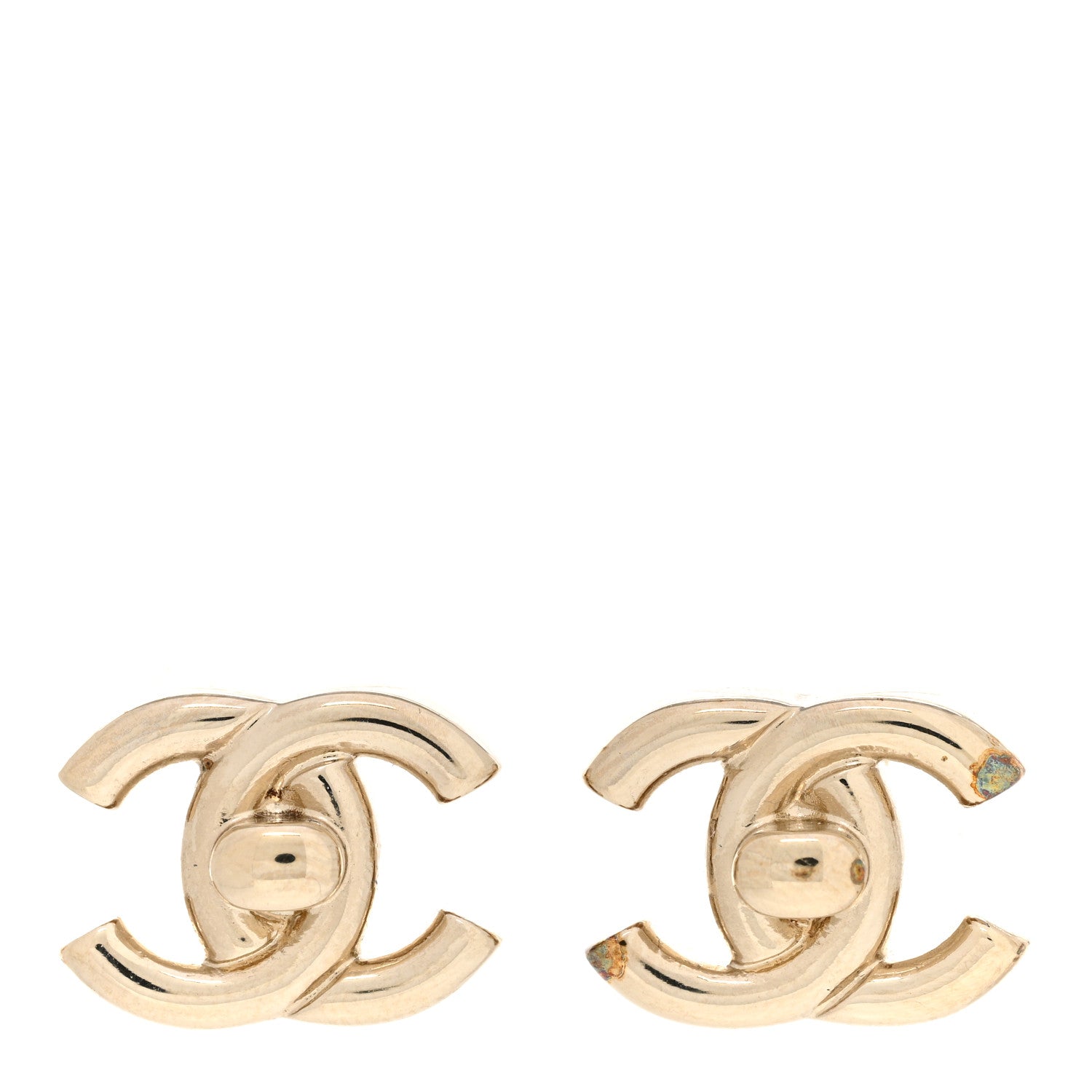 Chanel Metal CC Turnlock Earrings Gold 1 of 8