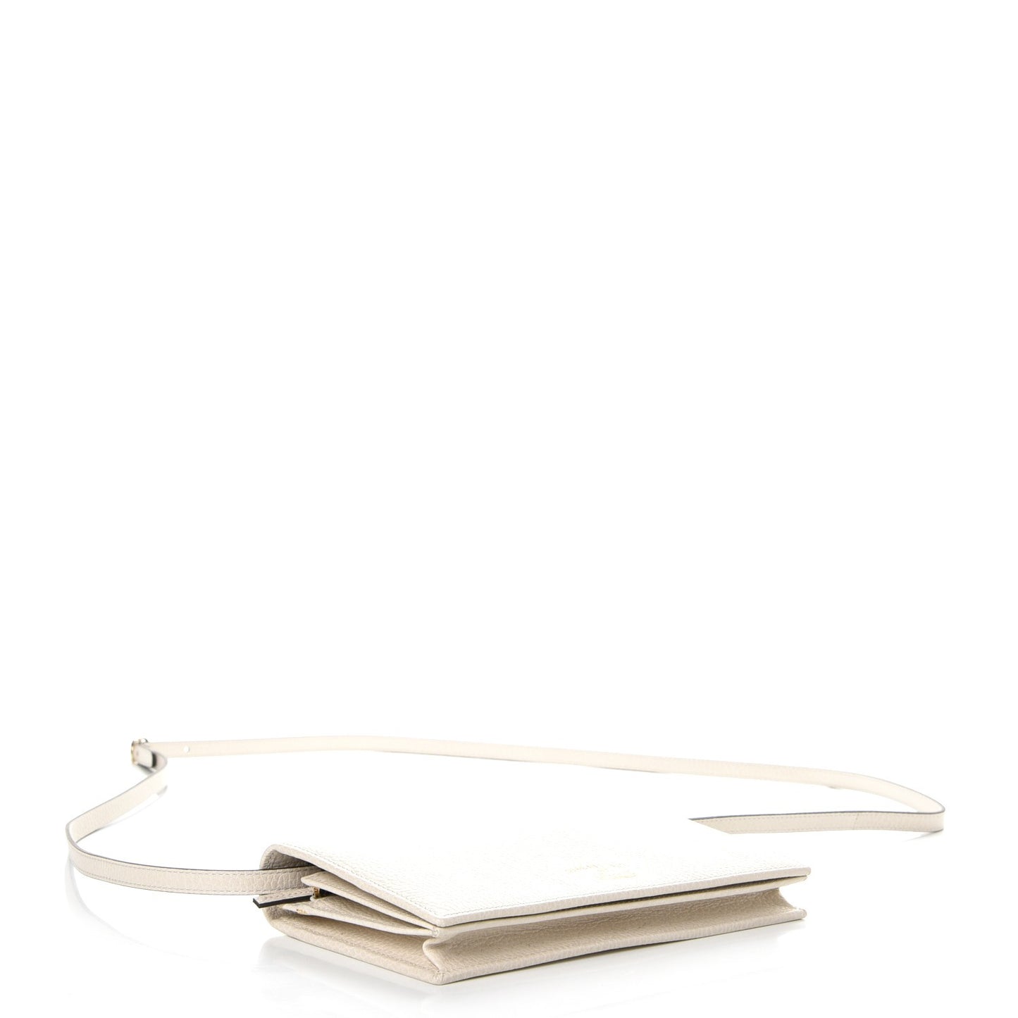 Dollar Calfskin Mini Swing Wallet Bag Mystic White