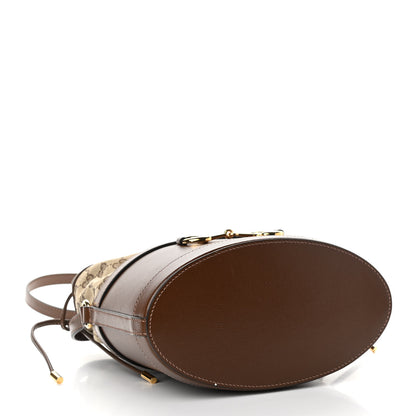 Gucci Monogram Textured Calfskin Horsebit 1955 Drawstring Bucket Bag Beige Brown Sugar 4 of 12