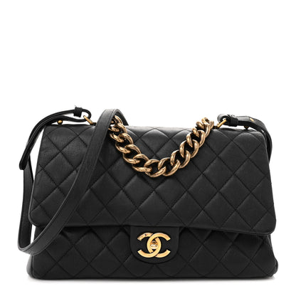 Chanel Shiny Sheepskin Quilted Large Trapezio Flap Black 1 of 20