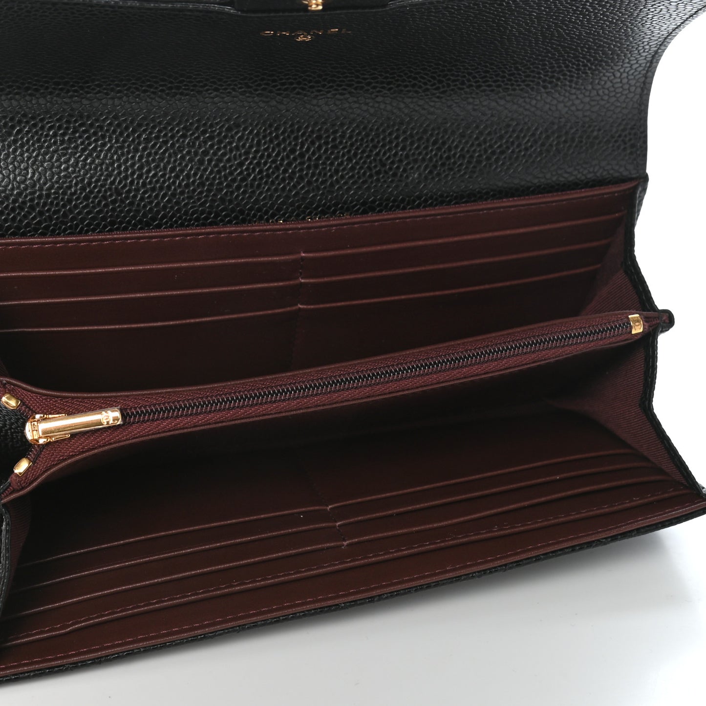 Caviar Quilted Large Flap Gusset Wallet Black