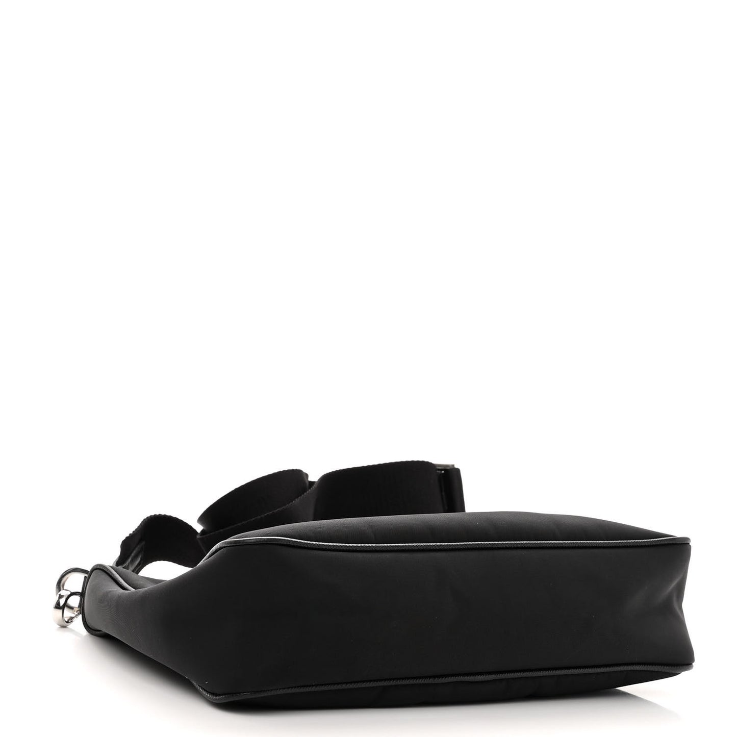 Re-Nylon Saffiano Pocket Zippered Shoulder Bag Black