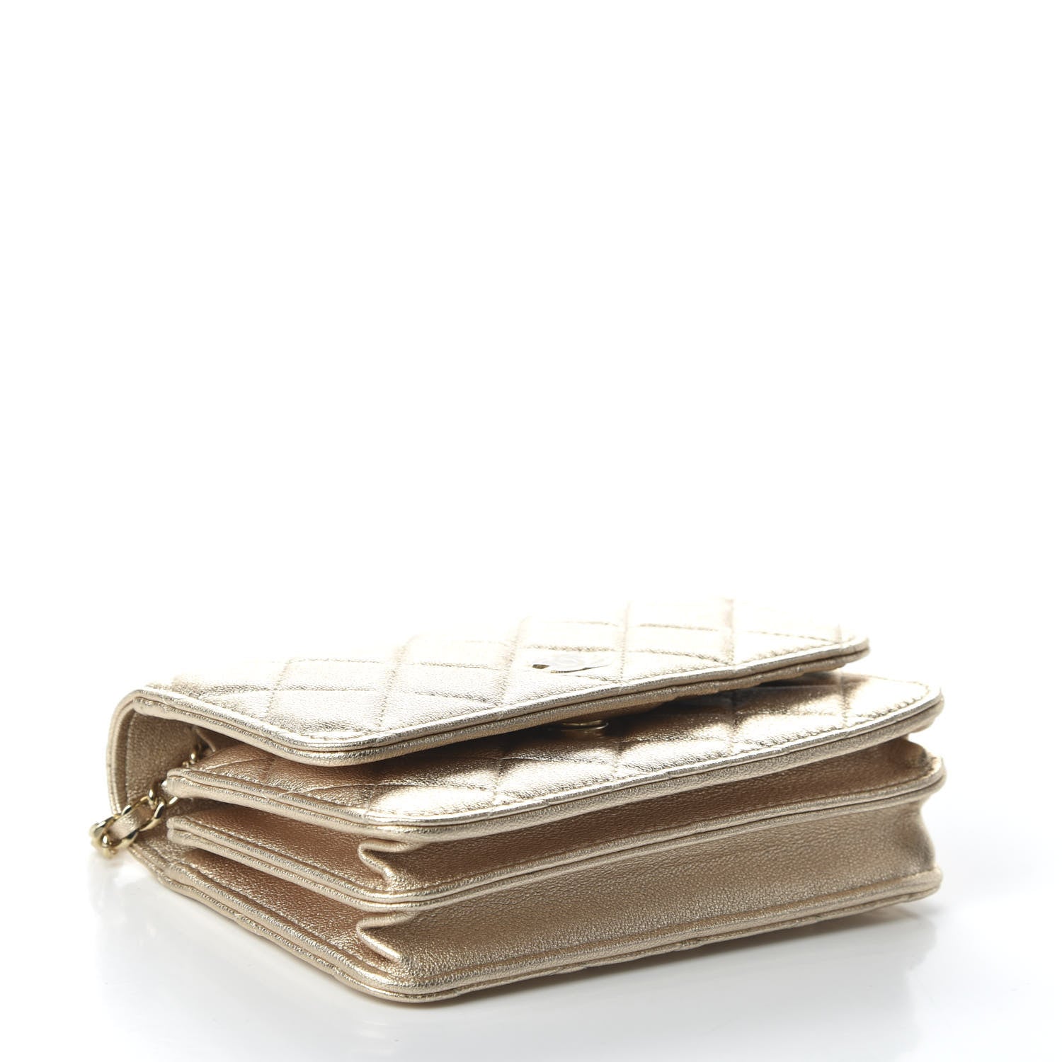 Chanel Metallic Lambskin Quilted Mini Wallet On Chain WOC Gold 4 of 10