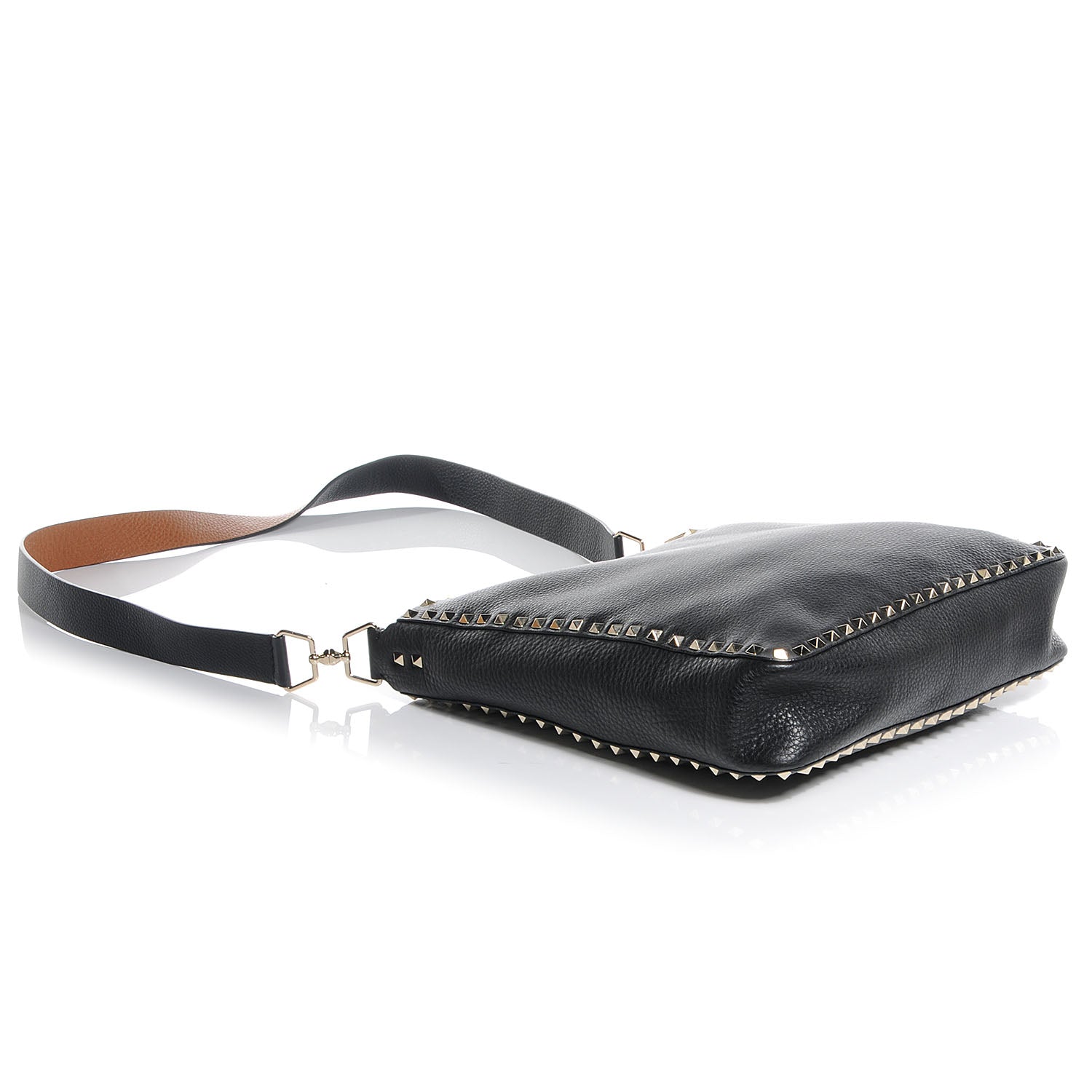 Valentino Garavani Calfskin Leather Rockstud Reversible Messenger Black 4 of 6