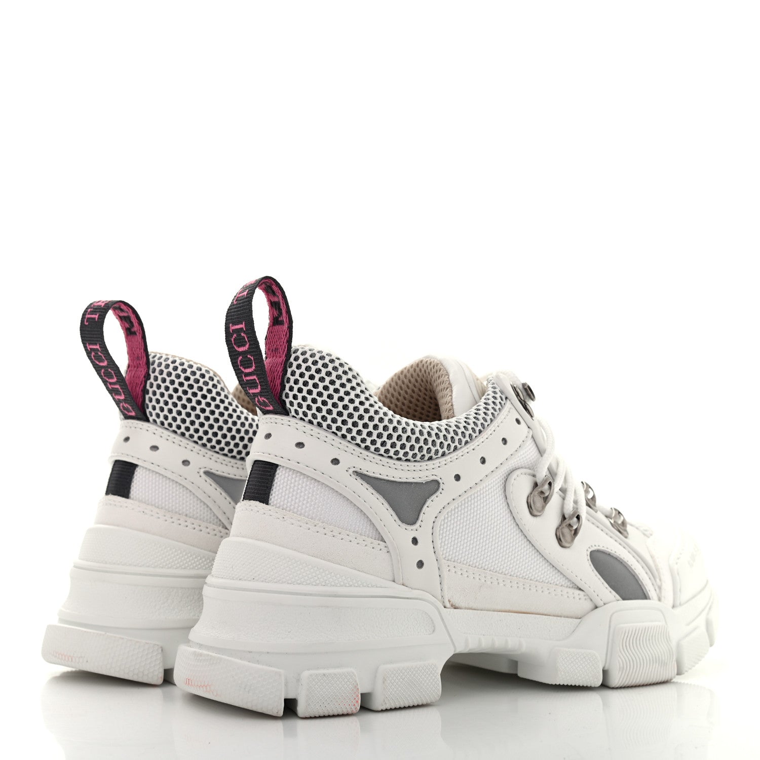 Gucci X SEGA Mesh Calfskin Suede Womens Flashtrek Sneakers 37.5 Great White 4 of 12