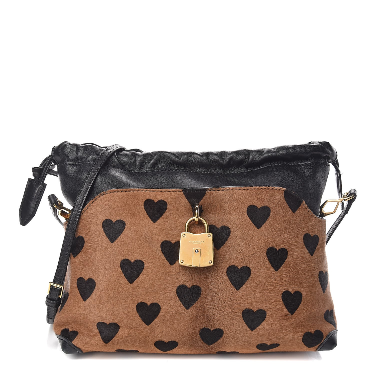 Burberry Calf Hair Heart Print Little Crush Dark Camel Black 1 of 11