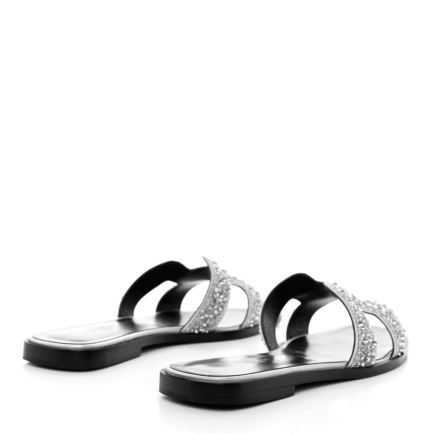 Velvet Goatskin Crystal Beads Oran Sandals 37 Gris Argente