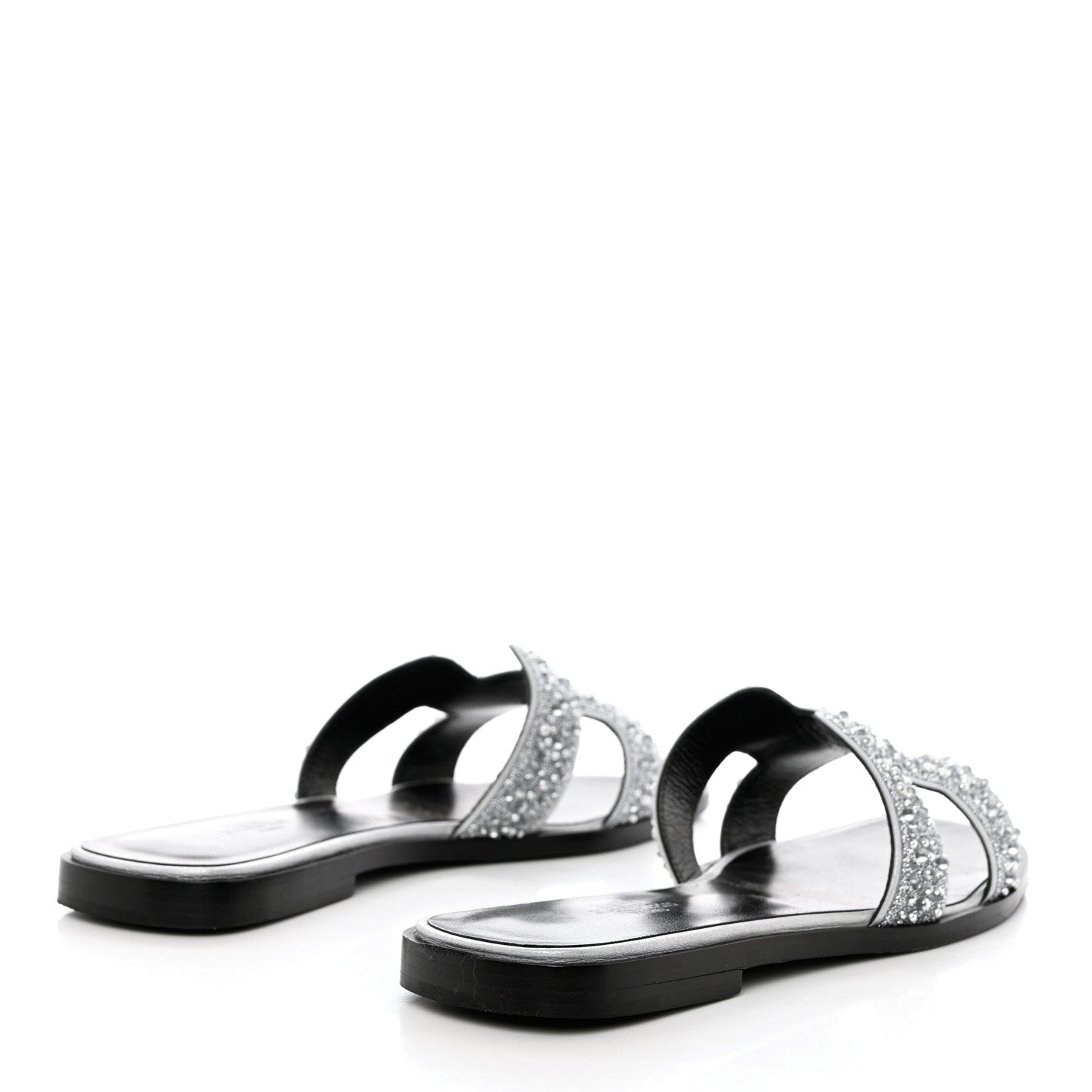Hermes Velvet Goatskin Crystal Beads Oran Sandals 37 Gris Argente 4 of 9