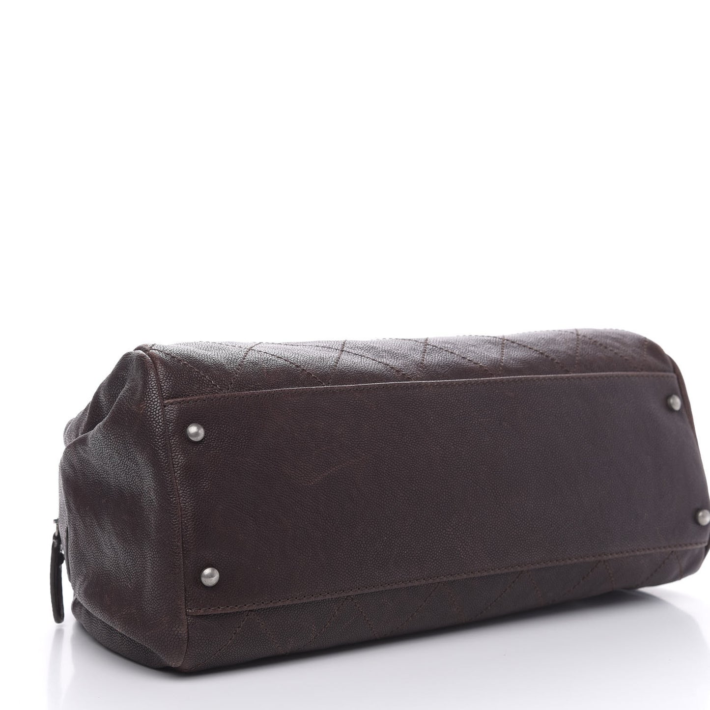 Caviar Quilted Bowler Tote Brown