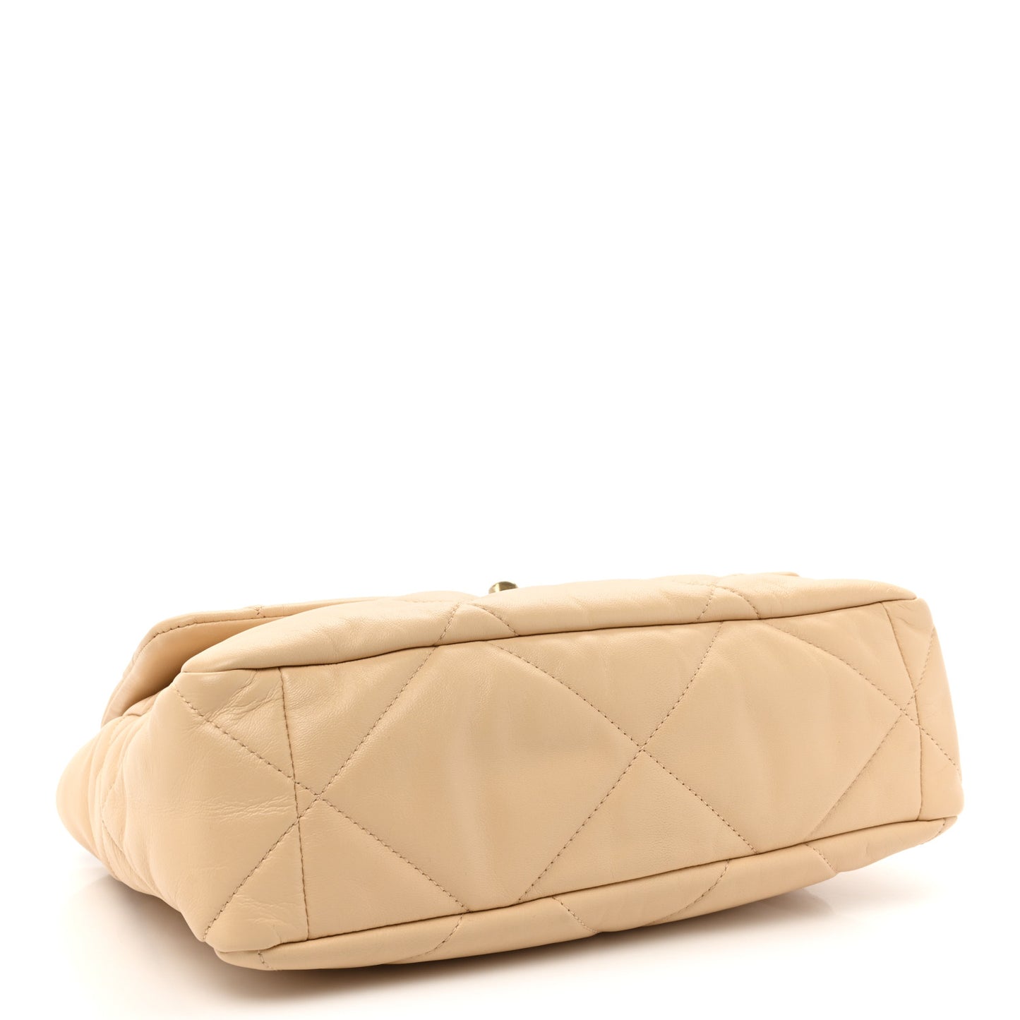Goatskin Quilted Large Chanel 19 Flap Beige