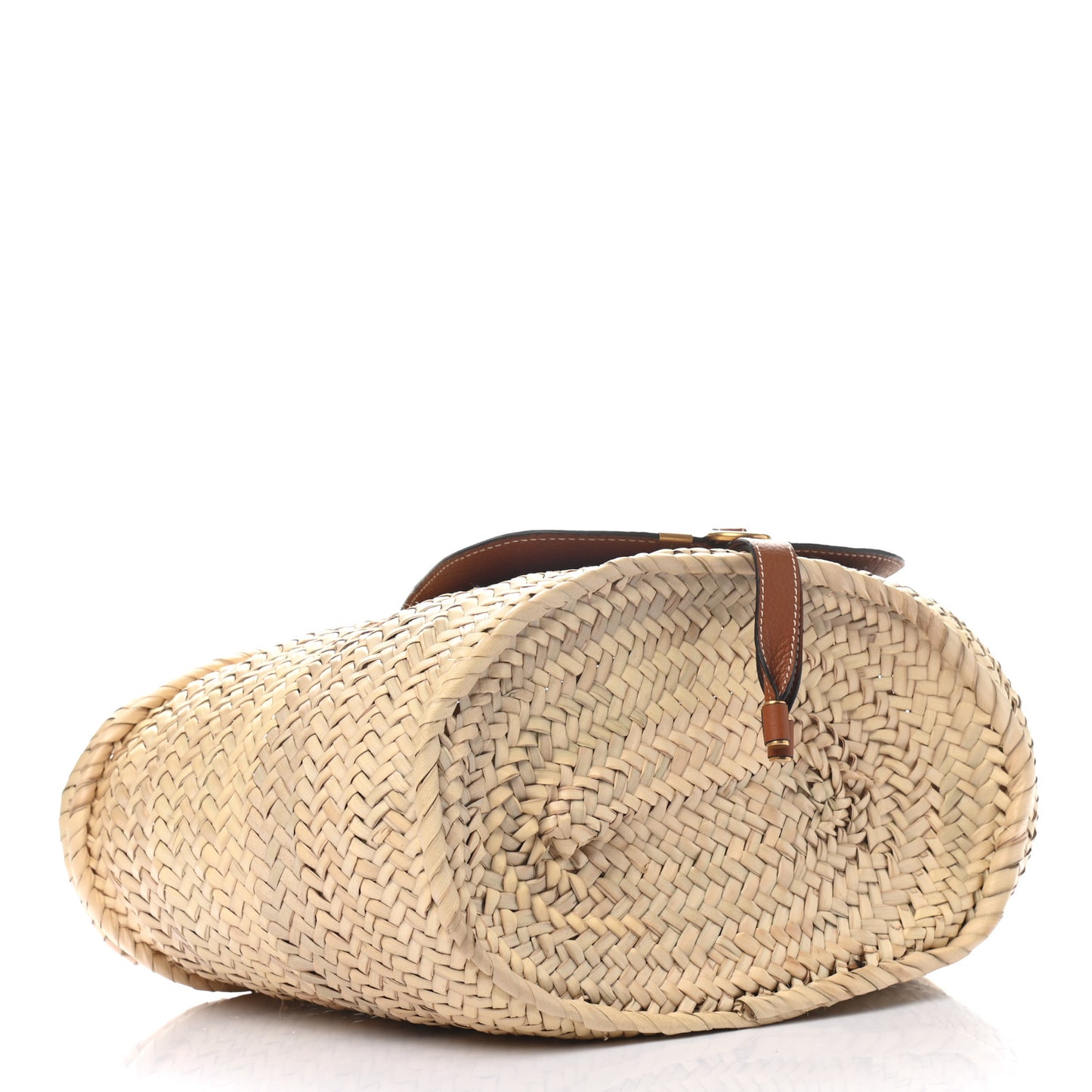 Raffia Small Grain Calfskin Medium Marcie Basket Tan