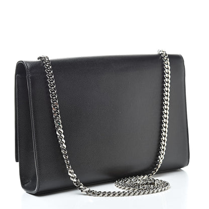Saint Laurent Grain De Poudre Large Classic Monogram Kate Satchel Black 3 of 10