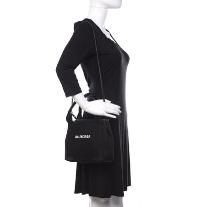 Balenciaga Cotton Canvas Calfskin Navy Cabas XS Black 2 of 11