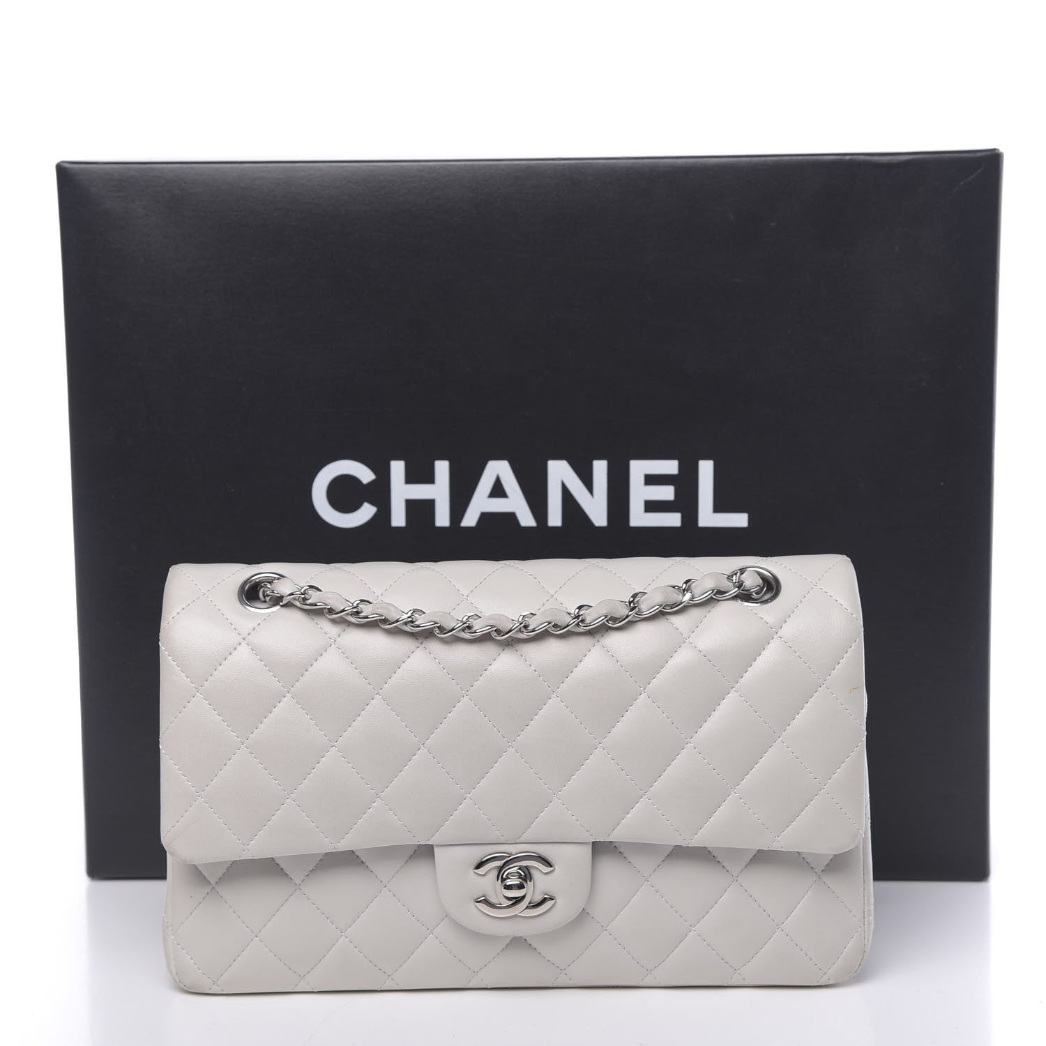 Chanel Lambskin Quilted Medium Double Flap White 15 of 15