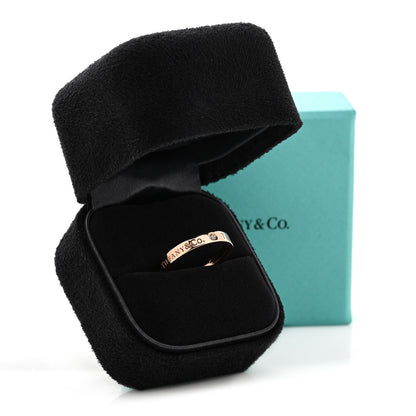Tiffany 18K Rose Gold Diamond 3mm Logo Band Ring 51 5.75 6 of 6