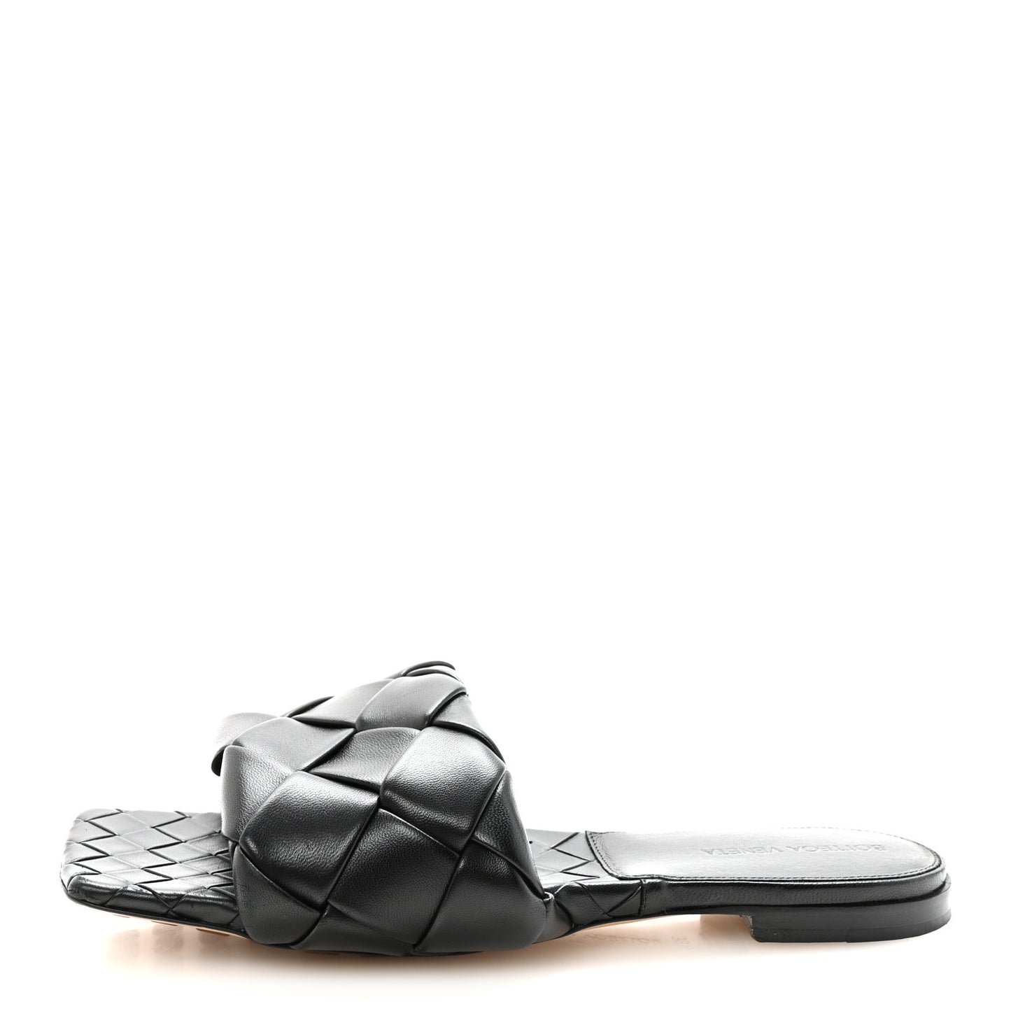 Nappa Maxi Intrecciato Lido Flat Sandals 39.5 Black