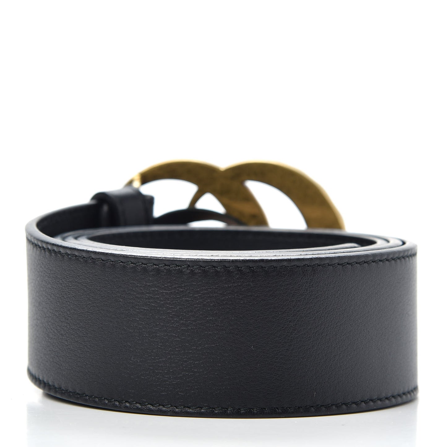 Moon Calfskin Pearl Double G 40mm Belt 90 36 Black Cream