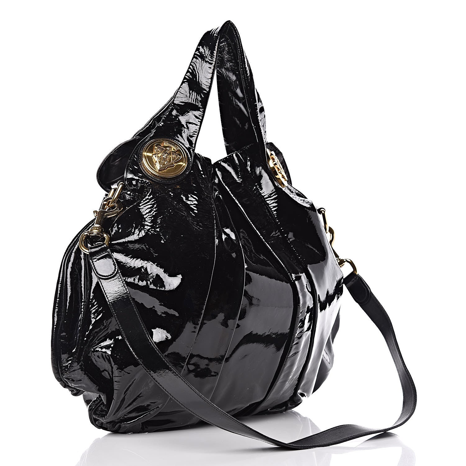 Gucci Patent Medium Hysteria Top Handle Bag Black 3 of 9