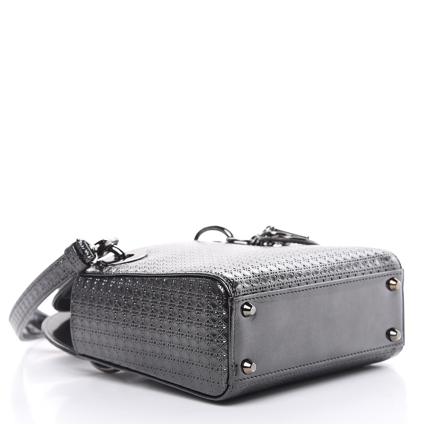Metallic Patent Micro-Cannage Mini Lady Dior Onyx Black