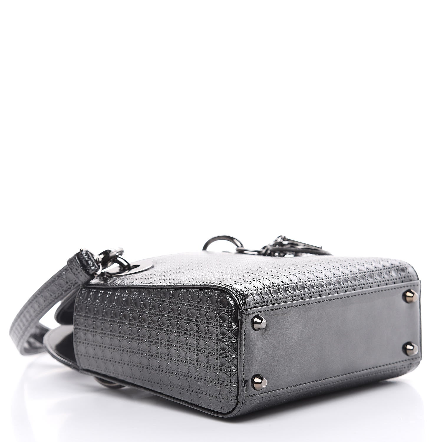 Christian Dior Metallic Patent Micro-Cannage Mini Lady Dior Onyx Black 4 of 11