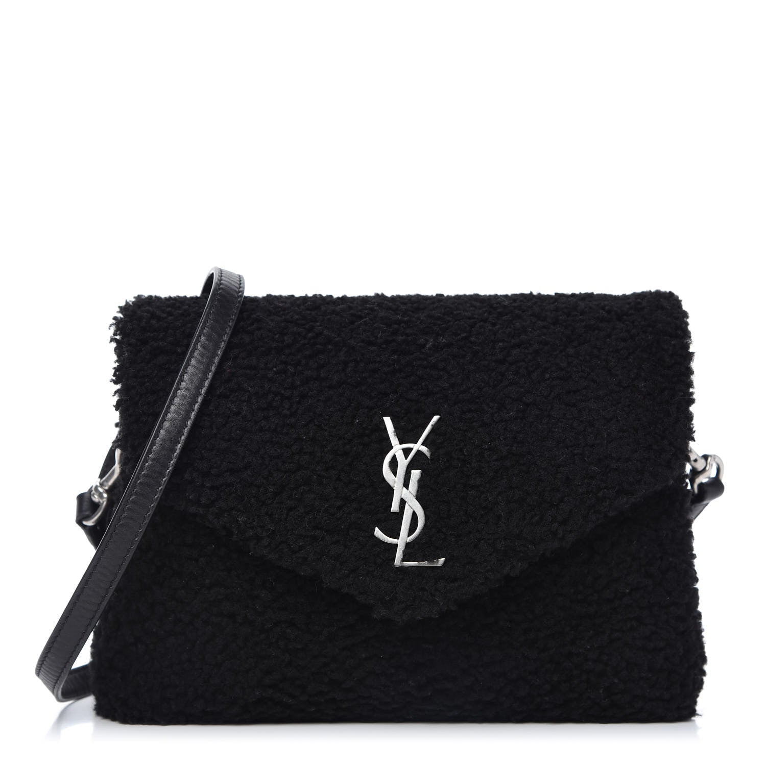 Saint Laurent Shearling Toy Loulou Shoulder Bag Black 1 of 13