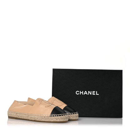 Chanel Lambskin CC Espadrilles 40 Beige Black 15 of 15