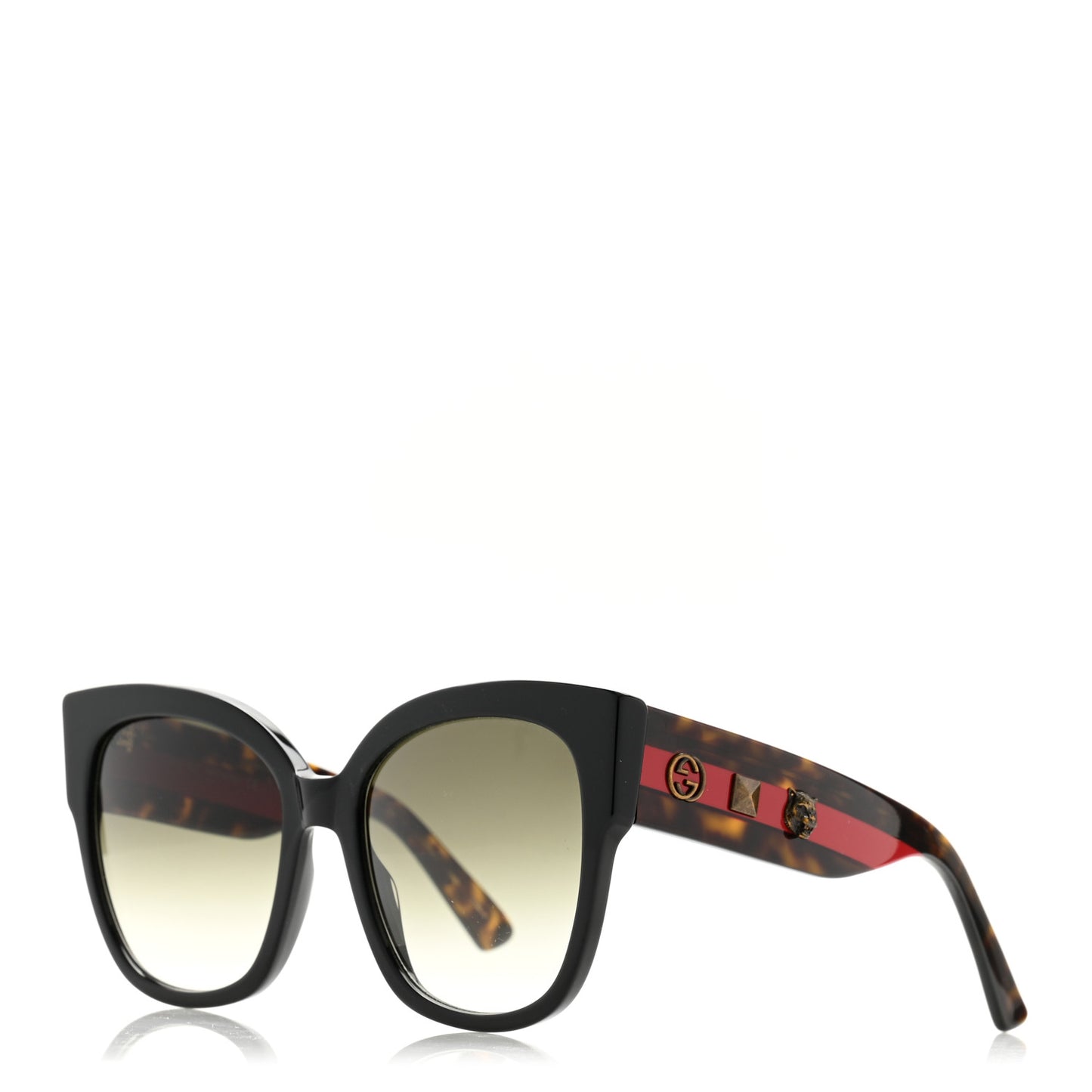 Acetate Square Frame Web Sunglasses GG0059S Black Tortoise