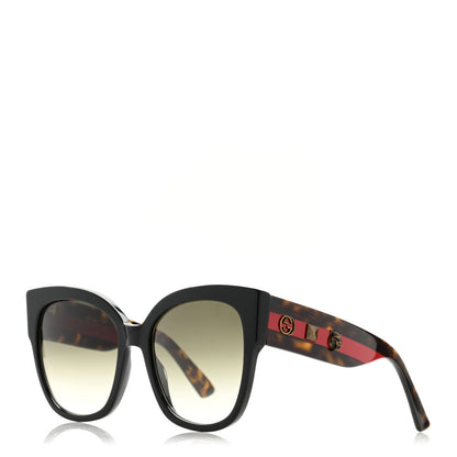 Gucci Acetate Square Frame Web Sunglasses GG0059S Black Tortoise 1 of 7