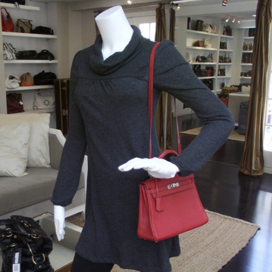 Chevre Leather KELLY 25 Vermillion w Strap
