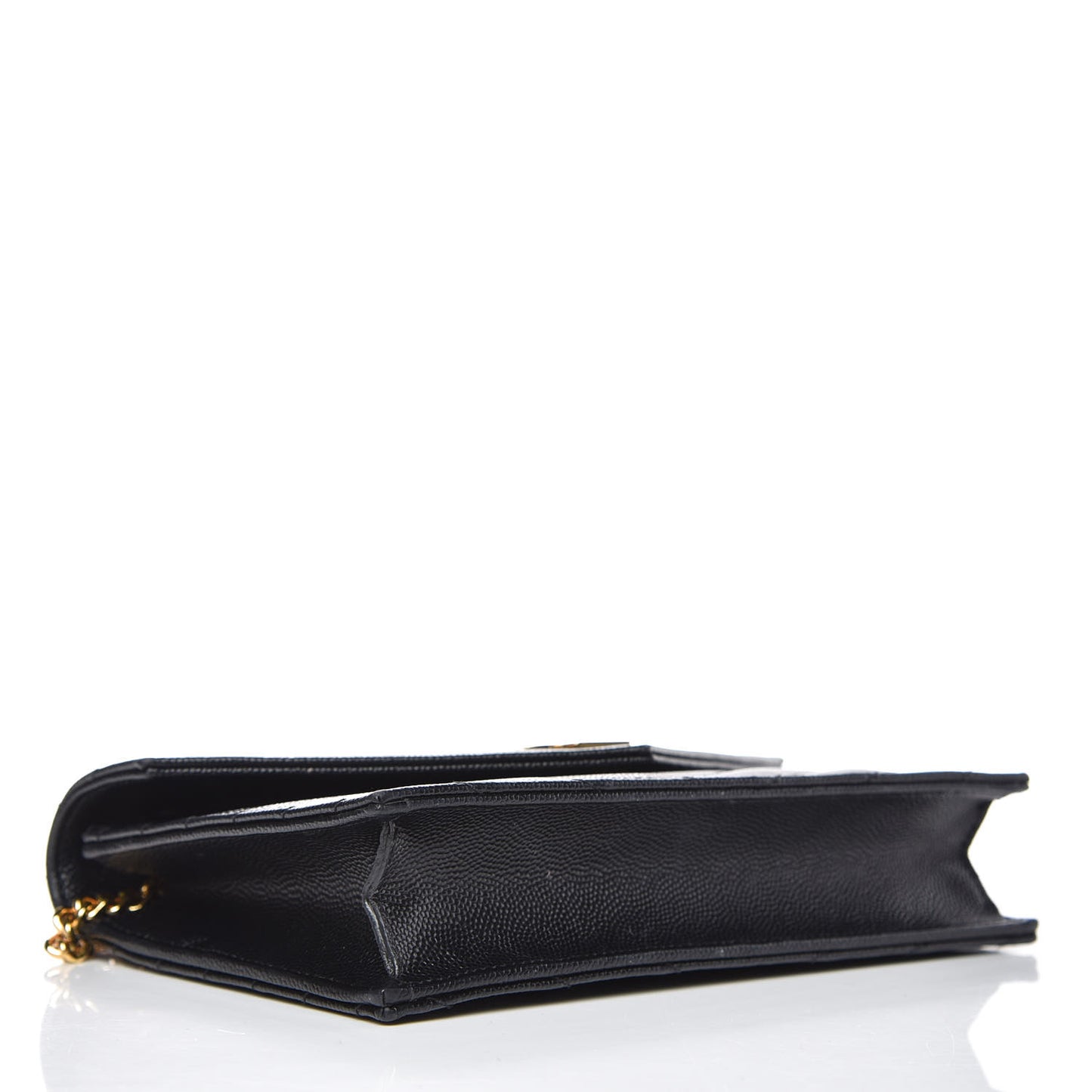 Grain De Poudre Matelasse Chevron Monogram Envelope Chain Wallet Black